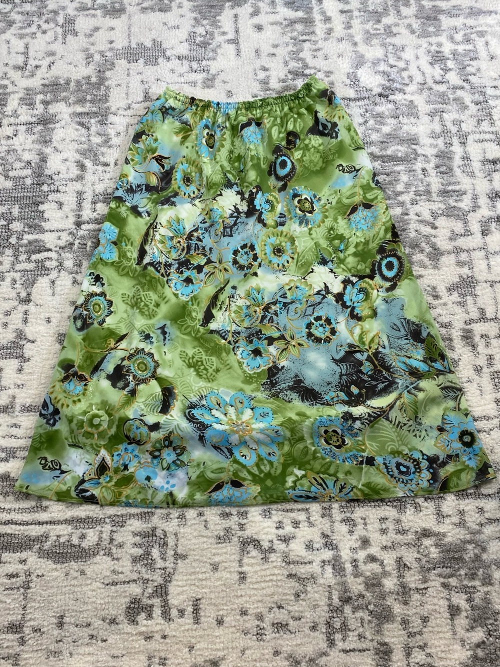 90s Vintage Green Fairy Floral Skirt